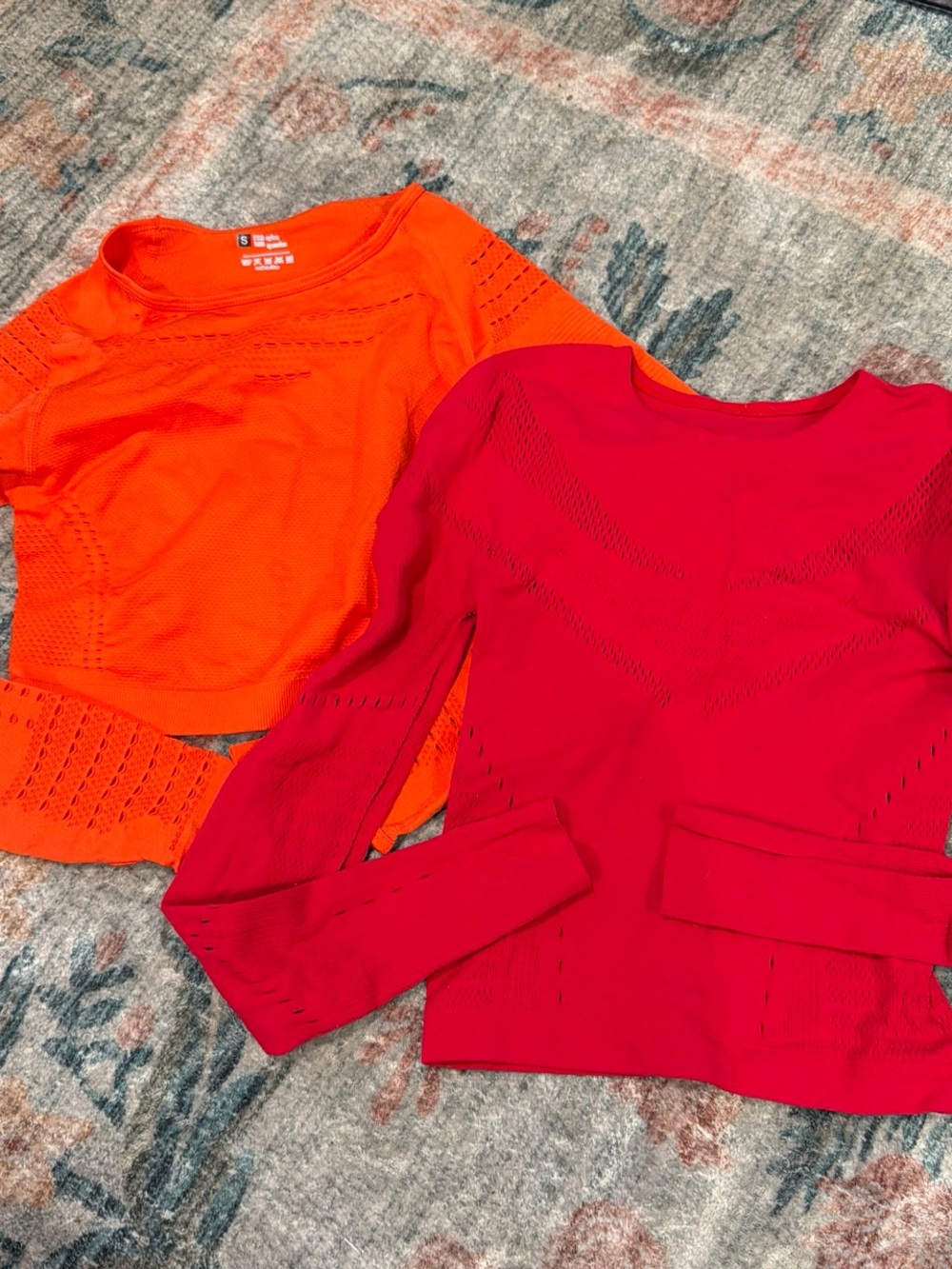 Fabletics Long Sleeve Tops in Bright Orange & Vibrant Red